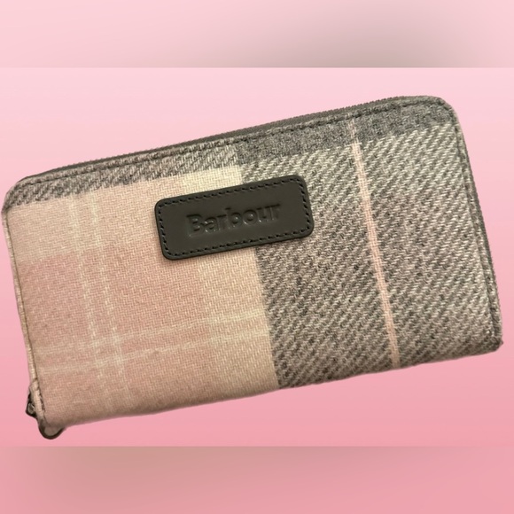 Barbour Handbags - Barbour Pale Pink Tartan Abraham Moon Large Wallet NWT